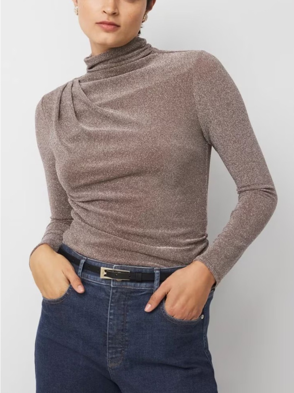 White House Black Market FORME™ Stretch Metallic Long-Sleeve